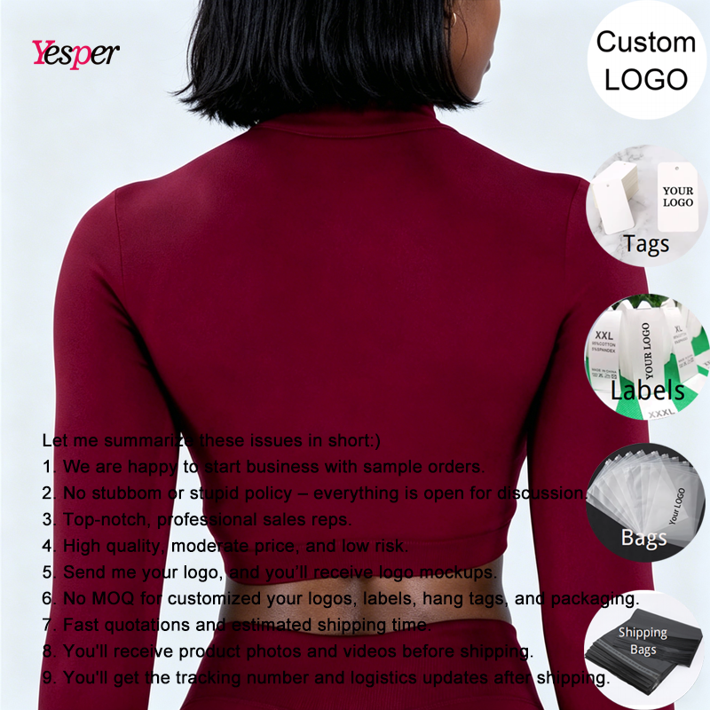 Women's Yoga Sportswear Four-Way Stretch Breathable 90% Polyamide + 10% Elastane Crop Sexy Half-Zip Thumbhole Skinny Fit Tops