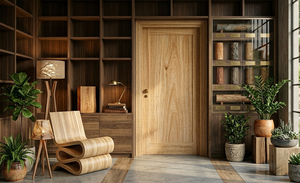 Puerta Ligera de Madera Sengon, Panel Sólido, Duradero, Grano Natural, Interior y Exterior, Diseño Personalizado, Fabricante OEM - Product Image 5