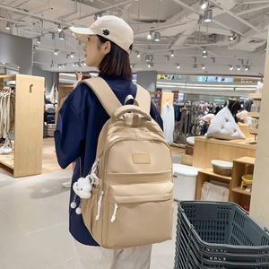 Simple Plain Color Schoolbag Custom Logo High School Students <b>Backpacks</b> <b>Large</b> Capacity Book Bags for Women Girls - Product Image 3