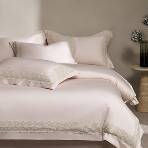 Parure <span class=keywords><strong>de</strong></span> <span class=keywords><strong>lit</strong></span> 4 pièces, large, style européen, avec bordure en dentelle florale ajourée, housse <span class=keywords><strong>de</strong></span> couette soyeuse et rafraîchissante, pour lits Queen et King, luxe, pour mariages et hôtels - Product Image 5