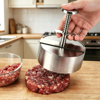 Presse à hamburgers manuelle antiadhésive robuste en acier inoxydable 304 pour grillades et préparation de burgers écrasés