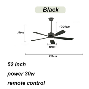 52 Inch Industrial <b>Ceiling</b> Fan with <b>Light</b> Black and <b>Remote</b> <b>Control</b> 6-Speed Reversible DC Motor Dimmable for bedroom kitchen - Product Image 2