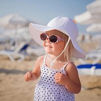 Chapeau de soleil en mousseline pour bébé UPF 50+ respirant coupe-vent en coton avec large bord pour l'extérieur, la plage, l'été, unisexe