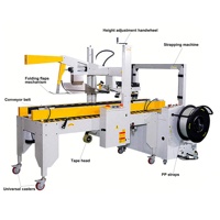 Système de scellage et de cerclage automatique de cartons Goldtec Heavy Duty, ligne d'emballage de cartons, scelleuse et cerclatrice de cartons