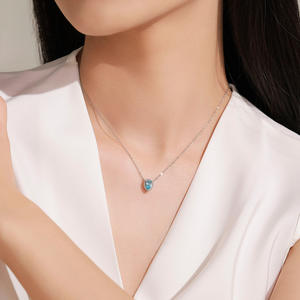 Pendientes y Collar de Plata de Ley 925 con Delicadas Gotas de Agua y Piedras Preciosas Oceánicas, Elegantes Lágrimas de Sirena, Conjunto de Joyería de Lujo - Product Image 6