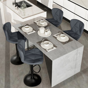 مقاعد بار أنيقة وبسيطة ومريحة ورمادية داكنة ، مقعد مرتفع خلفي عريض ، جلد مريح - Product Image 3