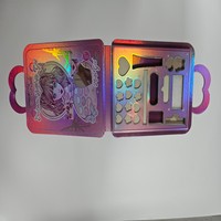Boîte cadeau cosmétique vide en forme de sac à main avec poignée cœur holographique personnalisée en gros pour la personnalisation de marques de maquillage pour enfants