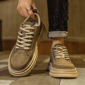 Botas de Trabajo Casuales Versátiles para Hombre, Primavera, Estilo Retro, Botines de Desierto, Transpirables, de Cuero, Deportivas, con Aumento de Altura - Product Image 3