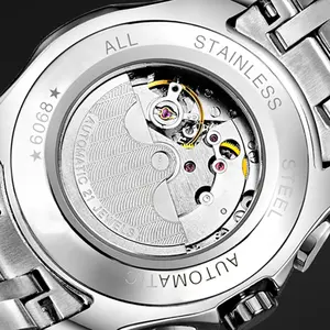 Benutzer definierte Edelstahl Gehäuse Kalender 24 Stunden zeigen wasserdichte Männer Business mechanische Uhren