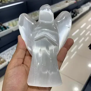 थोक उच्च गुणवत्ता प्राकृतिक रत्न क्रिस्टल नक्काशी पॉलिश selenite एन्जिल