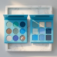 Palette de fards à paupières mats 9 couleurs bleues en papier, sans talc, avec paillettes, logo personnalisé, produit de maquillage, marque privée