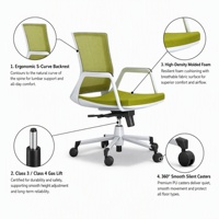 Chaise de bureau ergonomique en maille, pivotante, réglable en hauteur, avec dossier en maille et accoudoirs, pour le bureau à domicile