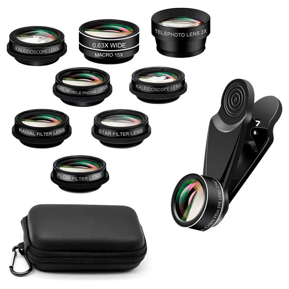 10 in 1 Professional Camera Lens Kit Fish Eye Lens Wide Angle Macro Lens Cellphone Camera Lenses