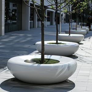 Asiento de Jardín Minimalista B81 con <span class=keywords><strong>Maceta</strong></span> de Fibra de Vidrio |   <span class=keywords><strong>Maceta</strong></span> Multiusos para Interiores y Exteriores con Forma de Silla para Comunidades Residenciales - Product Image 2