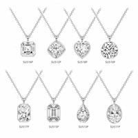 Collier Pendentif en Argent Sterling S925 avec Moissanite Sertie Clos, 1CT 2CT 3CT, Plaqué Or 18K, Bijou Minimaliste, Chaîne Ras du Cou