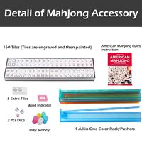 Juego de Mahjong Americano Moderno de Lujo con Diseño de Hortensia, 166 Fichas Blancas con Bolsa de Transporte Azul, Kit Completo Portátil para Entretenimiento