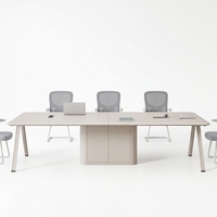 Table de conférence moderne, longue table de réunion, finition brillante, MDF de qualité E1, structure en acier pour bureau, salle de formation