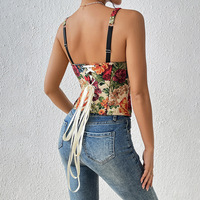 KISS ME ANGEL Lingerie, Top Corsé con Estampado Floral y Estructura de Varillas, Top Bustier para Mujer