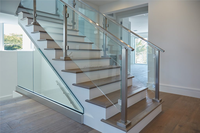 Reilbu Balustrade de balcon personnalisée Main courante en acier inoxydable Rampe en verre