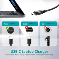 Adaptateur d'alimentation pour ordinateur portable USB-C 100W pour Dell XPS HP EliteBook Lenovo ThinkPad Acer Asus Chromebook Samsung MacBook
