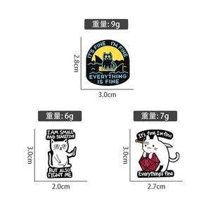 En gros, Broches en métal à motifs de dessins animés, amusantes, DND, Chat, Requins, Épée, Broche, Badge de revers, Épingle en émail, Badge animal chaton, avec les messages 'It's Fine I'm Fine' - Product Image 6