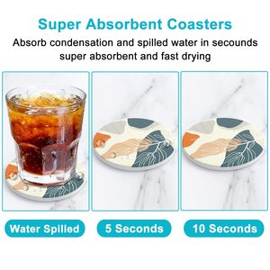 Custom logo <strong>Coasters</strong> With Cork Base Absorbent <strong>Coasters</strong> With Holder Set Stone Ceramics <strong>Coasters</strong> <strong>for</strong> <strong>Drinks</strong> Customized Printed - Product Image 4