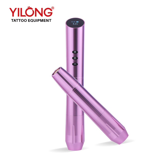 Yilong Wireless Rechargeable Tattoo Pen Stainless Steel Permanent Eyebrow Tattooing Machine Two Lithium Batteries