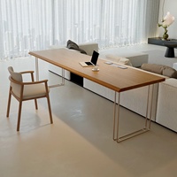 Bureau d'ordinateur en bois de pin massif, grand bureau moderne sur pieds, pour bureau à domicile ou salon