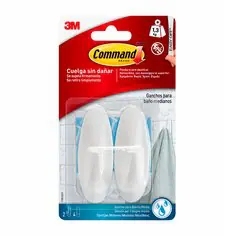Command™ Medium Plastic <b>Adhesive</b> Bathroom Robe <b>Hooks</b> 17081B - Product Image 1