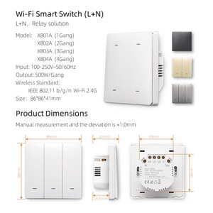 Interruptor de Botón Wifi con App Tuya, Hogar Inteligente, Compatible con <span class=keywords><strong>Alexa</strong></span> y Google Home, Control por Voz, Operación Remota, Función de Temporizador, Uso Compartido Familiar - Product Image 2