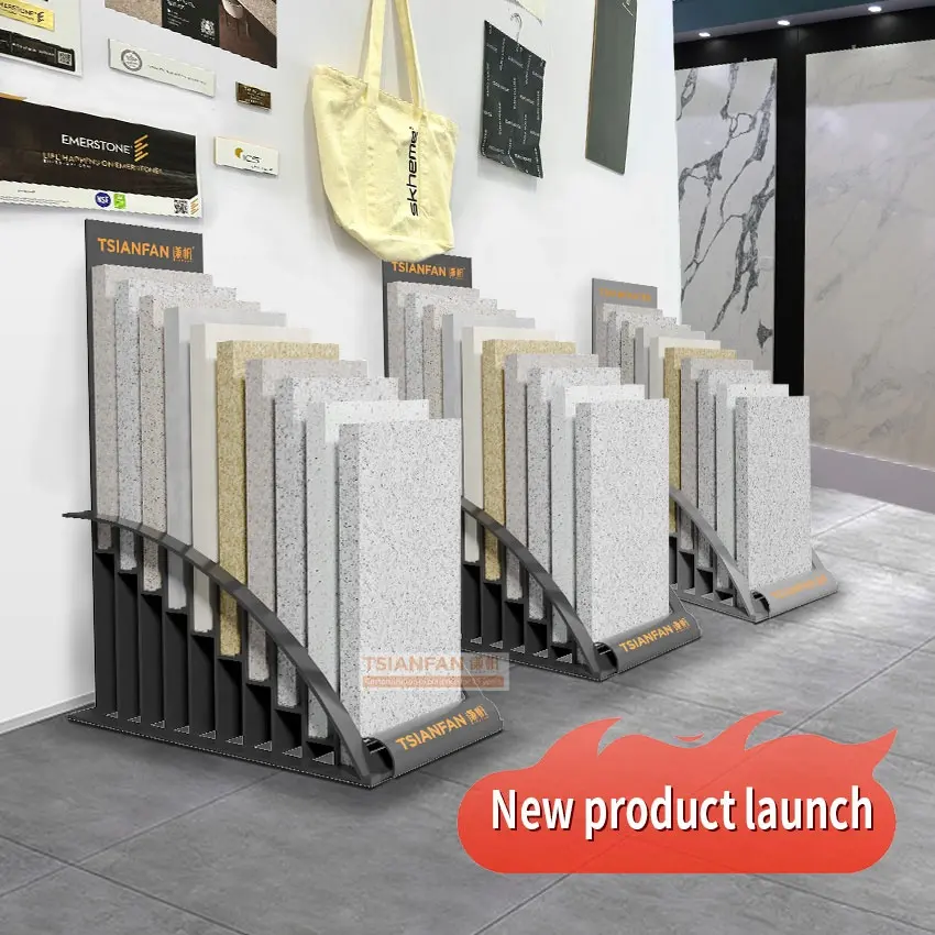 Tsianfan custom natural stone table rack granite slab display rack porcelain slab stone countertop stone display stand