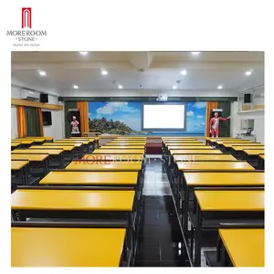 学校项目黄色办公桌韩国固体表面台面
