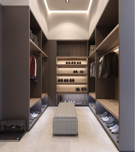 NICOCABIENT Belle armoire en bois Armoire pour chambre à coucher pour hôtel pour <span class=keywords><strong>appartement</strong></span> avec étagères combinées gratuites Rails suspendus - Product Image 3