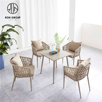 Vente en gros Français Aluminium Balcon Bistro Empilable Rotin Osier Bras Empilable Café Rotin Extérieur Restaurant Chaise de Jardin