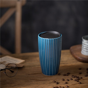 High Quality Custom Shape Embossed Multi-colored Outdoor 345ml Christmas Travel Cup Double Wall Ceramic Coffee <strong>Mugs</strong> with Lid - Product Image 3