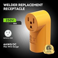 Prise de courant NEMA 6-50R à montage en surface 50 ampères |   Prise de courant 125/250 volts jaune homologuée ETL en plastique et caoutchouc
