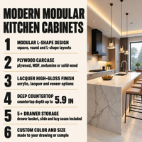 Ensemble d'armoires de cuisine modulaires personnalisées, meubles en bois laqué blanc, armoires de cuisine modernes pour villa, vente en gros aux États-Unis