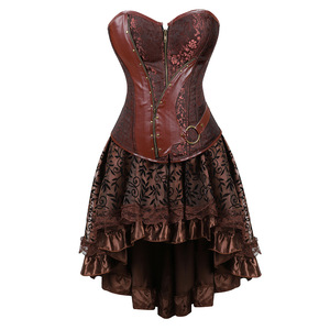 <strong>Women</strong> <strong>Plus</strong> <strong>Size</strong> Steampunk Gothic Corset Overbust Corset Top Skirt <strong>Costume</strong> WDEC-038 - Product Image 1