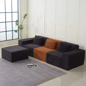 Vente <span class=keywords><strong>d</strong></span>'usine <span class=keywords><strong>Canapé</strong></span> modulaire en forme de L en velours côtelé moderne Ensemble de canapés en mousse pleine haute densité emballés sous vide pour salon - Product Image 1