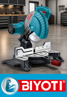 Scie à onglet électrique industrielle BIYOTI BYT-MS255 en acier pour la coupe d'angles de bois, lame de 255 mm, électrique avec cordon