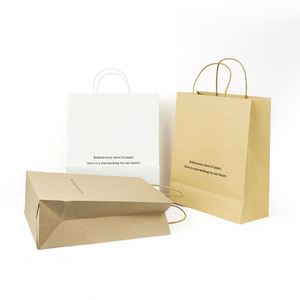 Sacs en papier kraft recyclables avec poignées personnalisées imprimées, adaptés aux aliments et aux petits accessoires, sacs en papier biodégradables - Product Image 6