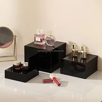 Quadratische Acryl Food Riser Stand Regal Acryl Würfel Box Schwarz Acryl Buffet Food Trays