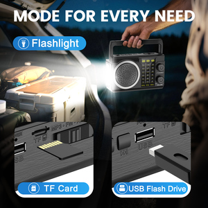 <span class=keywords><strong>Radio</strong></span> AM FM sans fil solaire, batterie AA, lecture de carte TF/<span class=keywords><strong>USB</strong></span>, <span class=keywords><strong>rechargeable</strong></span> par <span class=keywords><strong>USB</strong></span>-C, <span class=keywords><strong>radio</strong></span> transistor portable avec lampe torche - Product Image 4