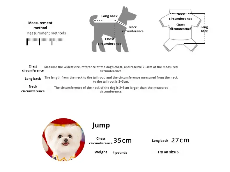 S (poids recommandé 1,5-2,5 kg)