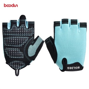 Guantes de ciclismo Boldeq de medio dedo, absorbentes de golpes, transpirables, unisex, para adultos, color gris y negro - Product Image 3