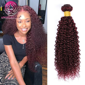 Mechones de cabello humano virgen brasileño Remy, color rojo Burg, extensión de cabello humano rizado con ondas de agua - Product Image 1