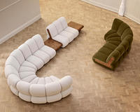 Italienisches Mid-Century Luxus Wohnzimmer Ecksofa Noelle Modulares Sesselset mit Gesteppten Komfortsitzen Stoffmaterial