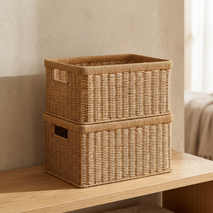 Artex Hai Nam Modern Rattan Storage <b>Baskets</b> with Handles Eco-Friendly Multi-Purpose <b>for</b> Home & Hotel Use - Product Image 3