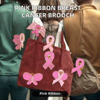 Broches en alliage plaqué or avec ruban rose pour la sensibilisation au cancer du sein pour femmes