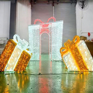 Grande boîte cadeau de Noël à LED avec motif lumineux, décoration extérieure commerciale pour centres commerciaux, rues et projets de fêtes - Product Image 1